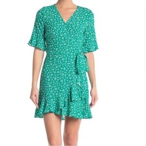 Elodie Green Floral Wrap Dress